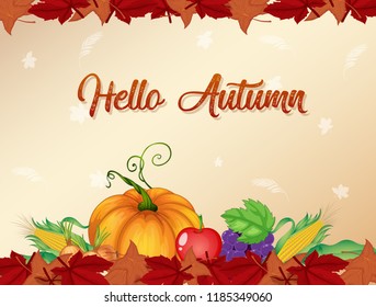 Orange autumn template background illustration
