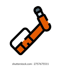 Orange auxiliary cable icon representing an audio jack plug connector, ideal for multimedia, music, sound, technology, and electronic device connection concepts