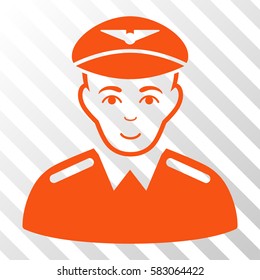 Orange Aviator toolbar pictogram. Vector pictograph style is a flat symbol on diagonally hatched transparent background.