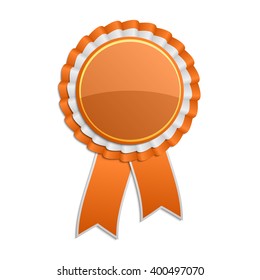 Orange award rosette with ribbon