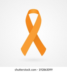 Orange awareness ribbon. Vector illustration, flat design