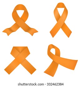 Orange awareness ribbons on a white background. Vector illustration