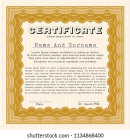 Orange Awesome Certificate template. With background. Customizable, Easy to edit and change colors. Money Pattern design. 