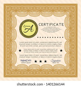 Orange Awesome Certificate template. With complex background. Customizable, Easy to edit and change colors. Modern design. 