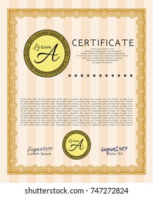 Orange Awesome Certificate template. With complex background. Vector illustration. Modern design. 