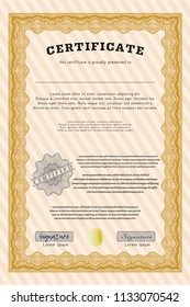 Orange Awesome Certificate template. Customizable, Easy to edit and change colors. With quality background. Money style design. 