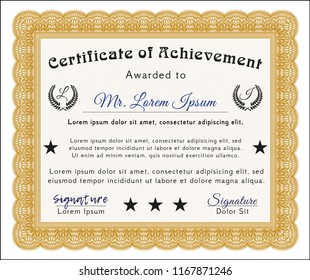 Orange Awesome Certificate template. Customizable, Easy to edit and change colors. Easy to print. Retro design. 