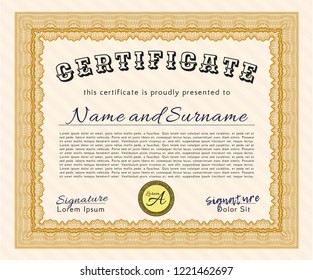 Orange Awesome Certificate template. Customizable, Easy to edit and change colors. Easy to print. Retro design. 