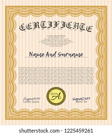 Orange Awesome Certificate template. Customizable, Easy to edit and change colors. With linear background. Modern design. 