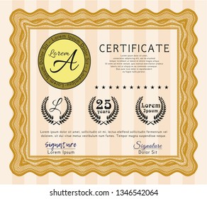 Orange Awesome Certificate template. Customizable, Easy to edit and change colors. Printer friendly. Artistry design. 