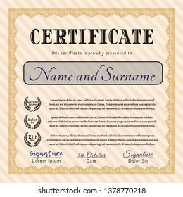 Orange Awesome Certificate template. Customizable, Easy to edit and change colors. With background. Money design. 
