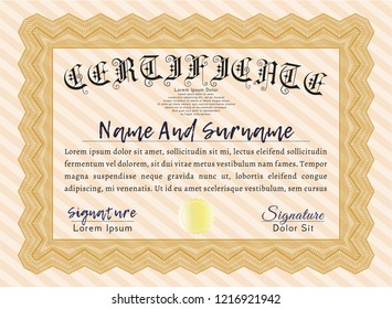 Orange Awesome Certificate template. Detailed. Easy to print. Nice design. 