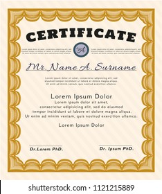 Orange Awesome Certificate template. Easy to print. Beauty design. Customizable, Easy to edit and change colors. 