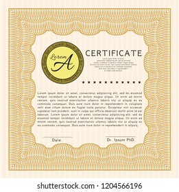 Orange Awesome Certificate template. Easy to print. Detailed. Beauty design. 