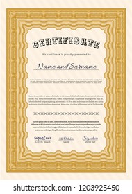 Orange Awesome Certificate template. Elegant design. With guilloche pattern. Customizable, Easy to edit and change colors. 