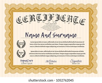  Orange Awesome Certificate template. Excellent design. Customizable, Easy to edit and change colors. With background. 