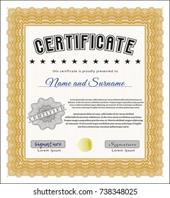 Orange Awesome Certificate template. With great quality guilloche pattern. Retro design. Customizable, Easy to edit and change colors. 