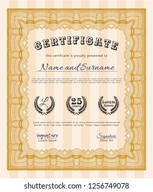  Orange Awesome Certificate template. With linear background. Customizable, Easy to edit and change colors. Cordial design. 