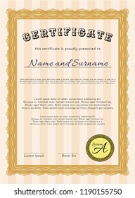 Orange Awesome Certificate template. Nice design. Customizable, Easy to edit and change colors. Printer friendly. 