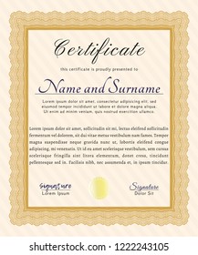 Orange Awesome Certificate template. Nice design. Detailed. With linear background. 