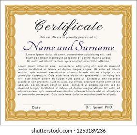 Orange Awesome Certificate template. Printer friendly. Nice design. Customizable, Easy to edit and change colors. 