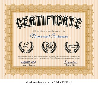 Orange Awesome Certificate template. Printer friendly. Customizable, Easy to edit and change colors. Cordial design. 