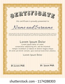 Orange Awesome Certificate template. With quality background. Customizable, Easy to edit and change colors. Money design. 