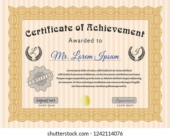 Orange Awesome Certificate template. Retro design. Easy to print. Customizable, Easy to edit and change colors. 