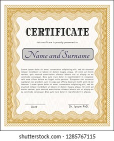 Orange Awesome Certificate template. Retro design. Customizable, Easy to edit and change colors. With complex background. 