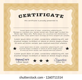 Orange Awesome Certificate template. Sophisticated design. Customizable, Easy to edit and change colors. With complex background. 