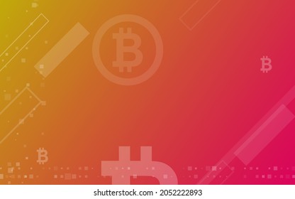 orange background, Bitcoin crypto currency illustration vector for page, logo, card, banner, web and printing.