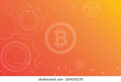 orange background, Bitcoin crypto currency illustration vector for page, logo, card, banner, web and printing.
