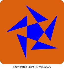 An orange background with blue shape on it