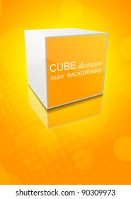 Orange Background With Bright Cube