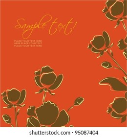 Orange background with brown flowers