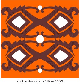 orange background with brown tribe pattern