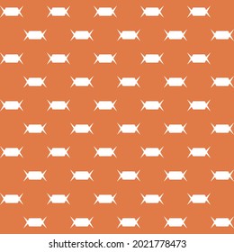 Orange background and candys. Vector minimal pattern. Seamless wallpaper with white silhouette of candy.