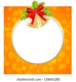 Orange background with christmas decorations. Vector illustration.