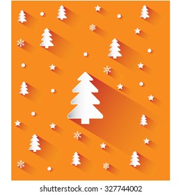 Orange background with Christmas trees
