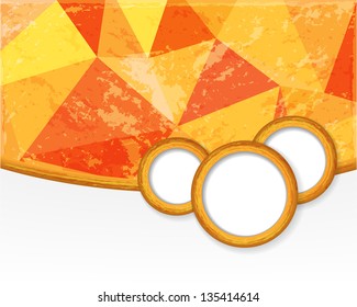 Orange background with circles in grunge style. Vector illustration