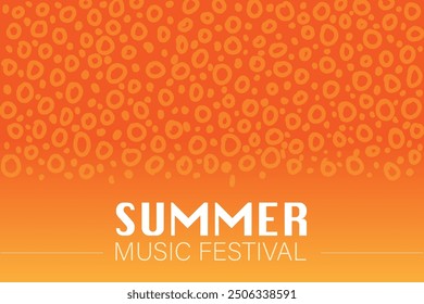 Orange background with circular patterns. Bold "Summer Music Festival" text at the bottom. Vibrant, festive design perfect for seasonal events