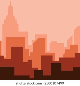 orange background of city view with skyscrapers Art and Illustration