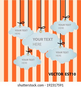 Orange background cloud index hang vector.