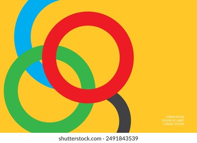 Orange background with colored circles. Autumn design. Vector graphics.