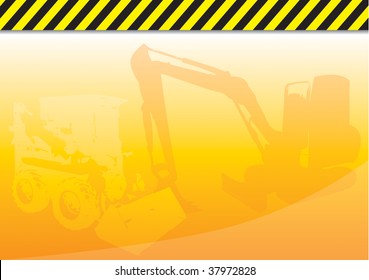 Orange Background With Construction Theme.