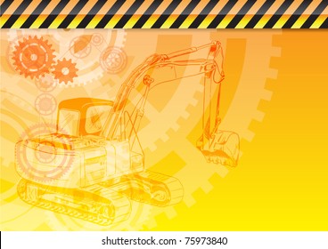 Orange Background With Construction Theme