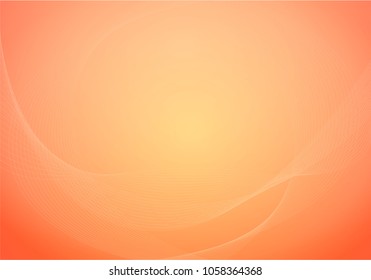 Orange background with creative curved line and texture. Vector wallpaper symbolizing summer sunset.