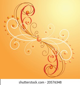 Fondo naranja con rizos. Ilustración del vector