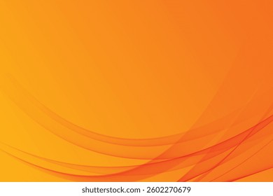 Orange background with curve lines. Vector 