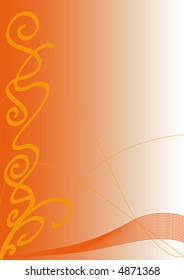 Orange background with curved lines and some gradient.